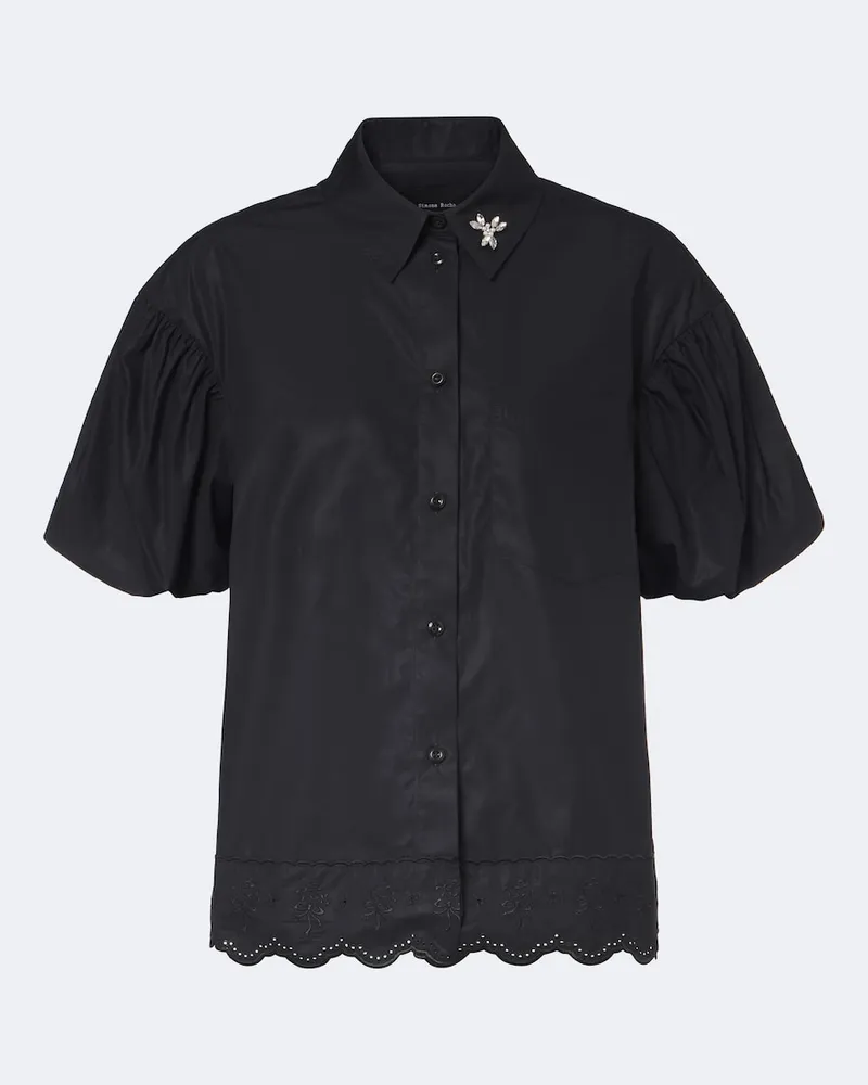 Simone Rocha Verziertes Hemd aus Baumwollpopeline Schwarz