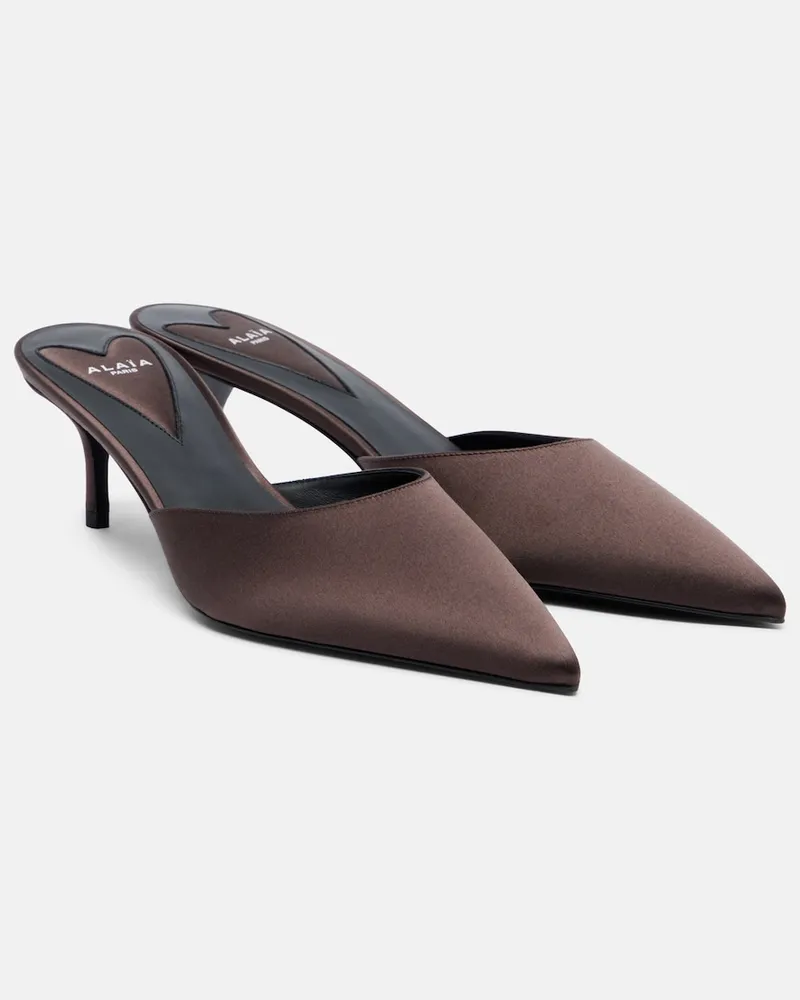 Alaïa Alaïa Pantoletten Le Cœur aus Satin Braun