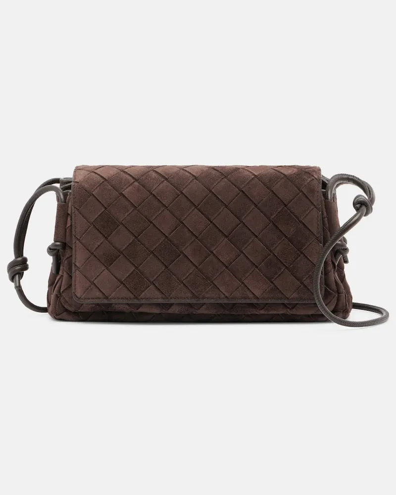 Bottega Veneta Schultertasche Nottourno aus Veloursleder Braun