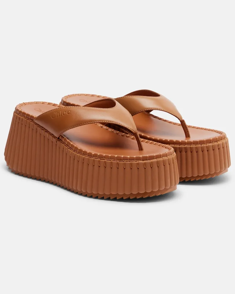Chloé Chloé Plateausandalen Nama aus Leder Braun