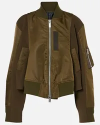 Sacai Bomberjacke aus Twill und Jersey Gruen