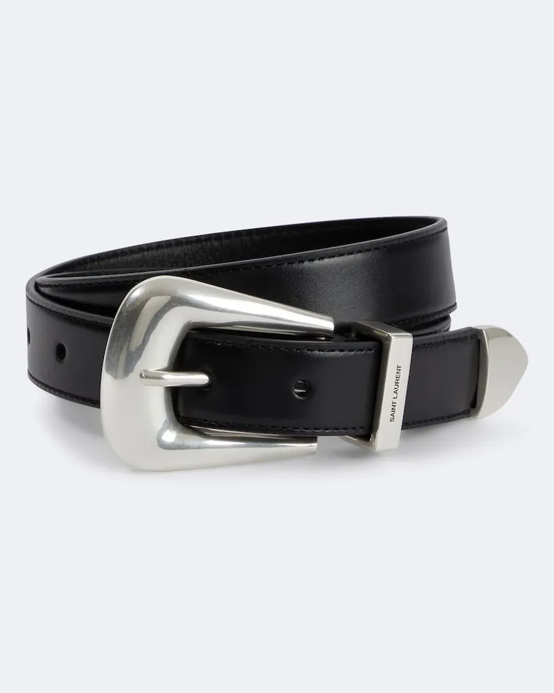 Saint Laurent Gürtel Folk aus Leder Schwarz