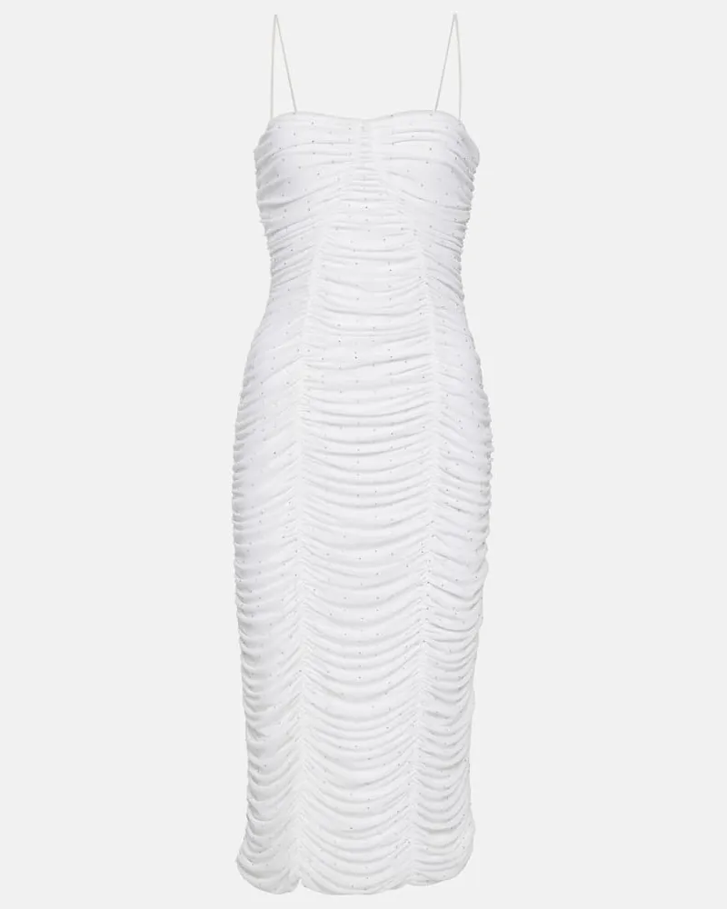 ROTATE Birger Christensen Midikleid aus Mesh Weiß