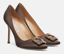 Pumps Hangisi 90 aus Satin mit Kristallen