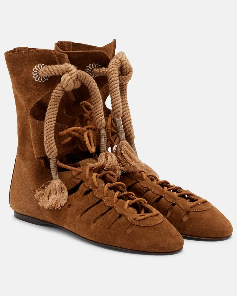 Isabel Marant Schnürstiefel Liade aus Veloursleder Braun