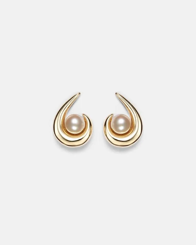 MATEO Ohrringe Pearl Curl aus 14kt Gelbgold mit Süßwasserperlen Gold
