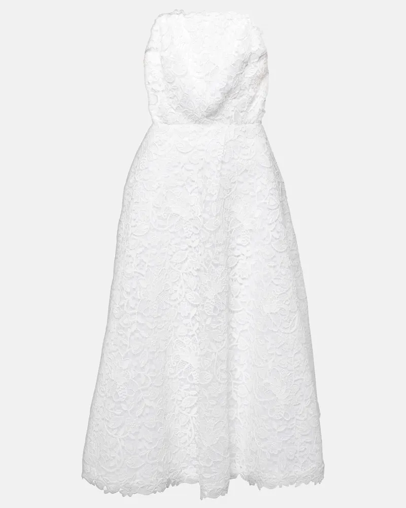Carolina Herrera New York Midikleid aus Spitze Weiß