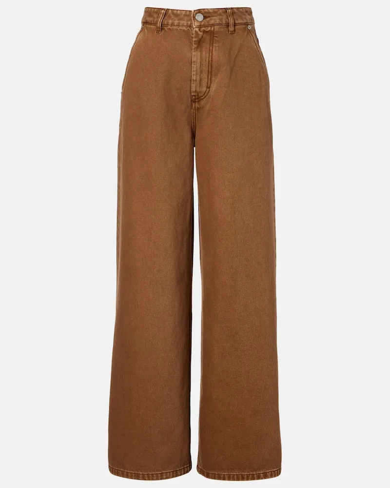 AMI Paris Weite Hose aus Baumwoll-Twill Braun