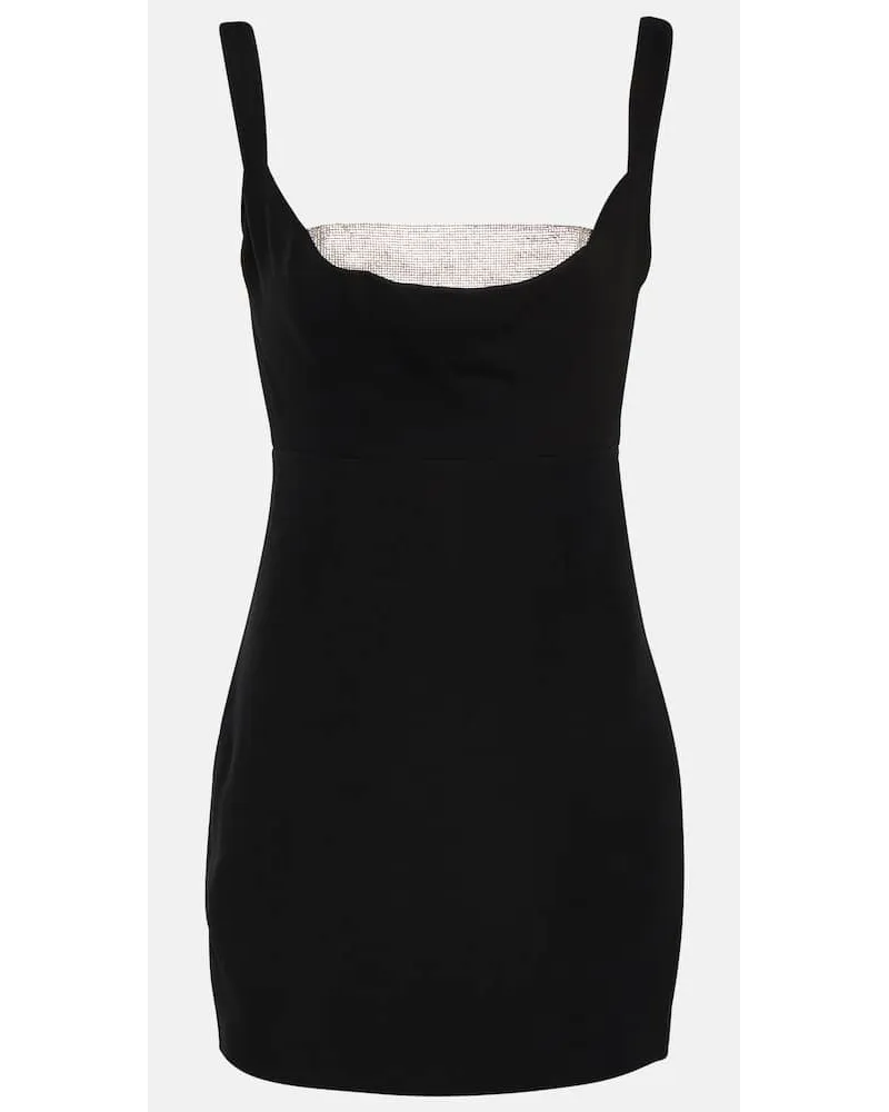 Roland Mouret Verziertes Minikleid aus Wolle und Seide Schwarz
