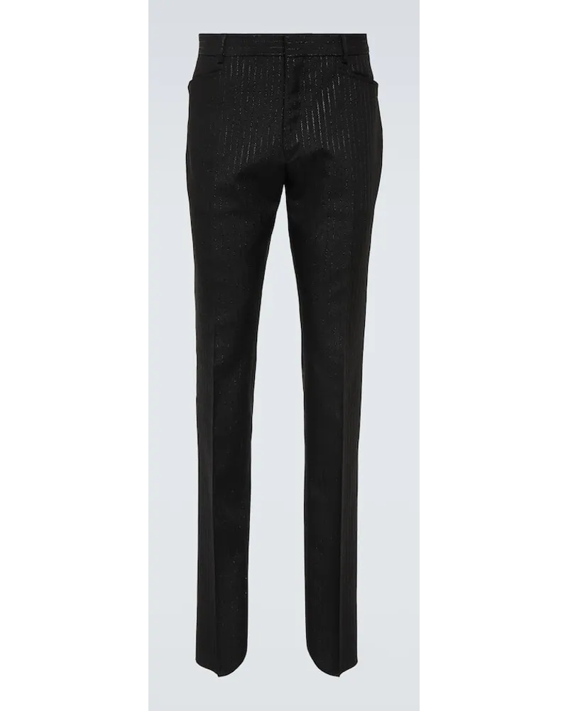 Tom Ford Schmale Hose Atticus aus einem Mohairgemisch Schwarz