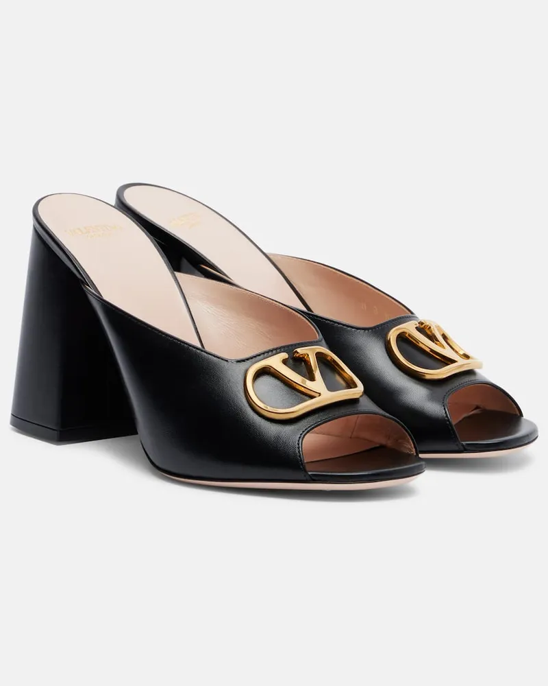 Valentino Garavani Pantoletten VLogo aus Leder Schwarz