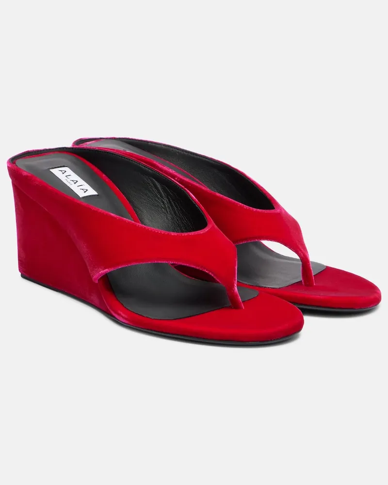 Alaïa Alaïa Wedge-Sandalen Cube 75 aus Samt Lila