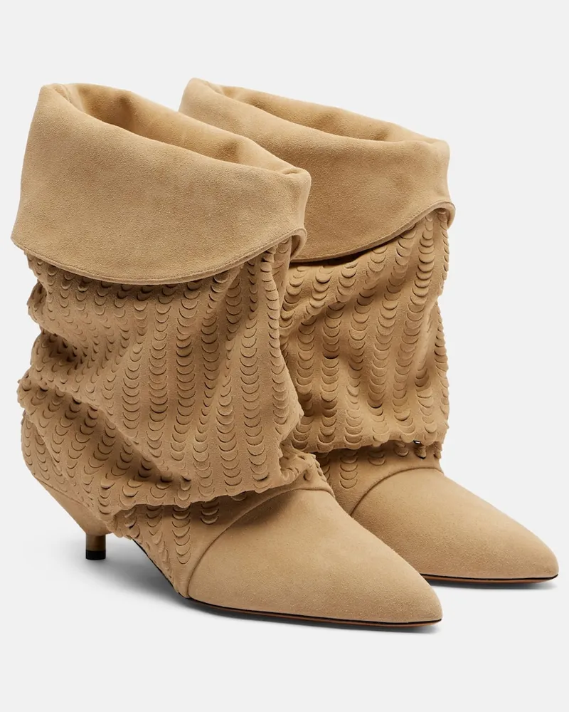 Isabel Marant Ankle Boots Edrik 45 aus Veloursleder Beige