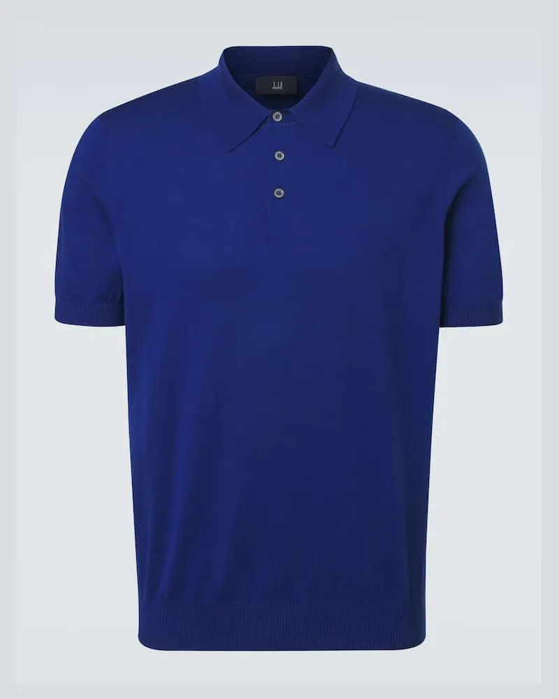 Dunhill Polohemd aus Baumwolle und Seide Blau