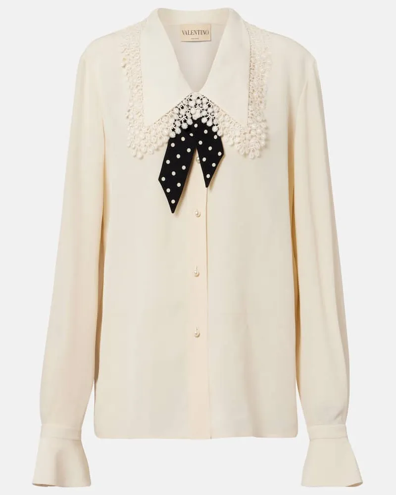 Valentino Garavani Bluse aus Crêpe de Chine aus Seide Weiß