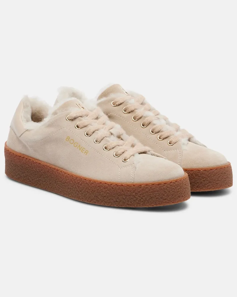 Bogner Sneakers Lucerne aus Veloursleder und Shearling Beige