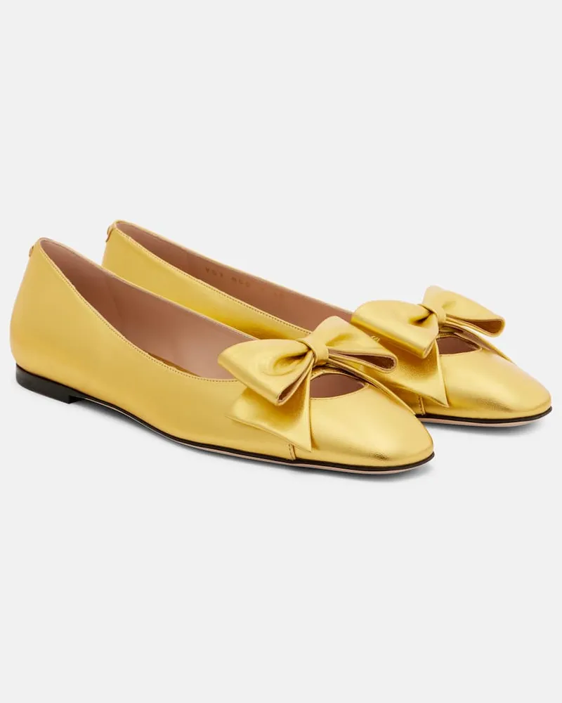 Valentino Garavani Ballerinas Bowow aus Metallic-Leder Gold