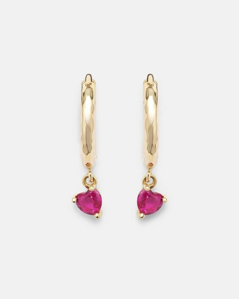 Octavia Elizabeth Ohrringe Charmed Micro Gabby aus 18kt Gelbgold mit Rubinen Multicolor