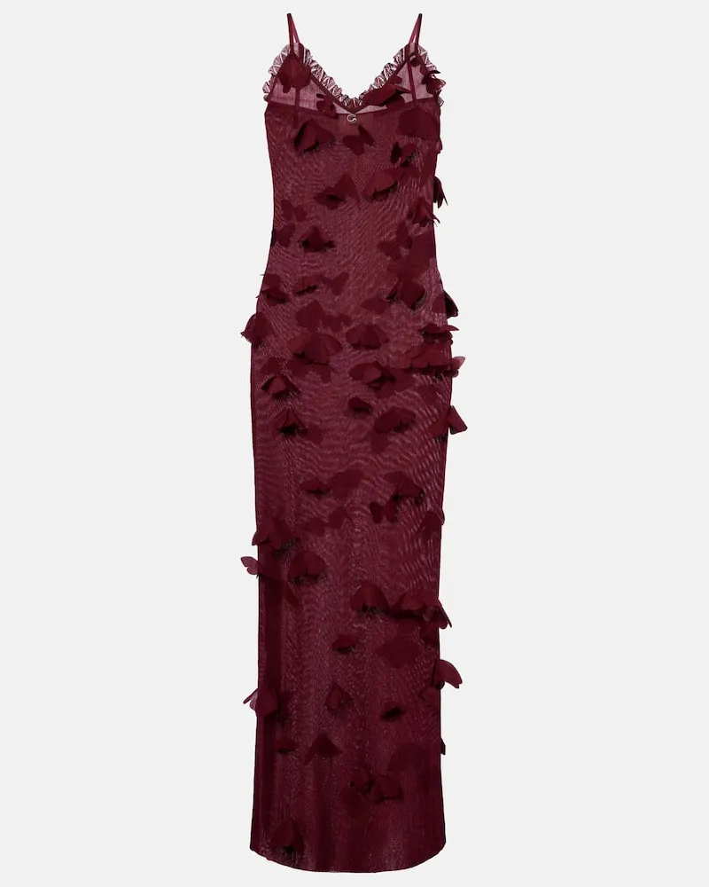 COPERNI Besticktes Midikleid Butterflies Techno Burgund
