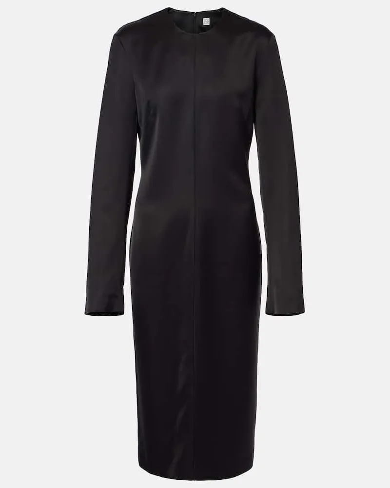Totême Midikleid aus Satin Schwarz