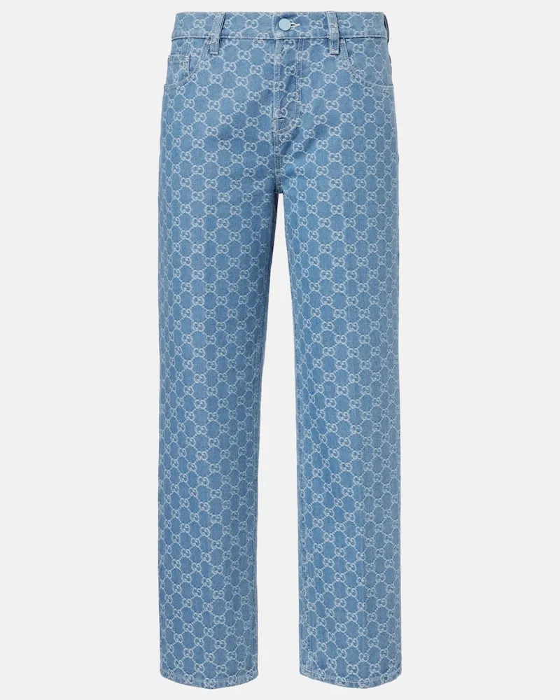 Gucci Straight Jeans GG Blau