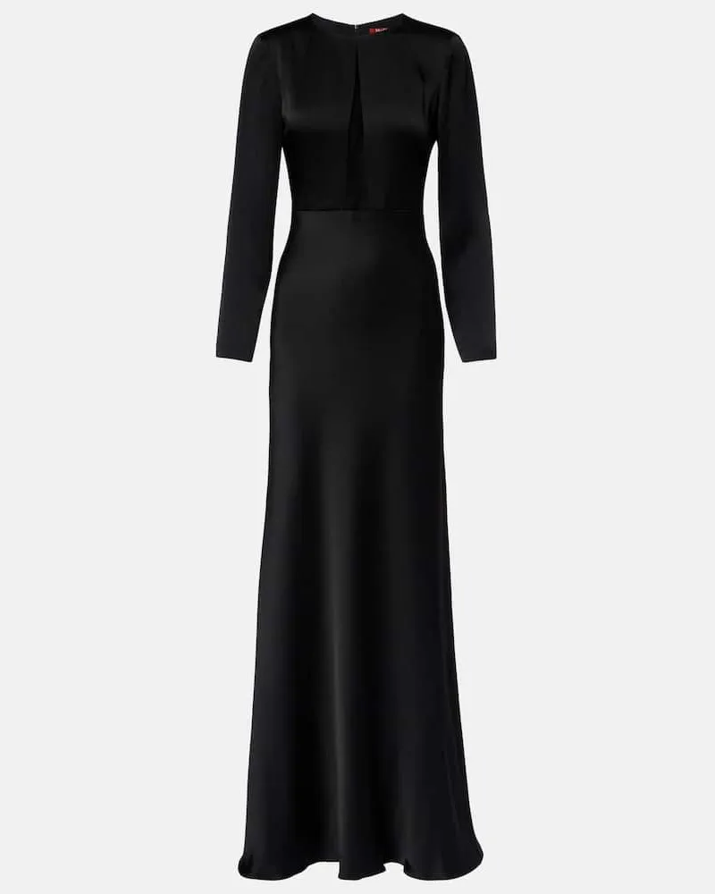 Max Mara Maxikleid Bird aus Satin Schwarz