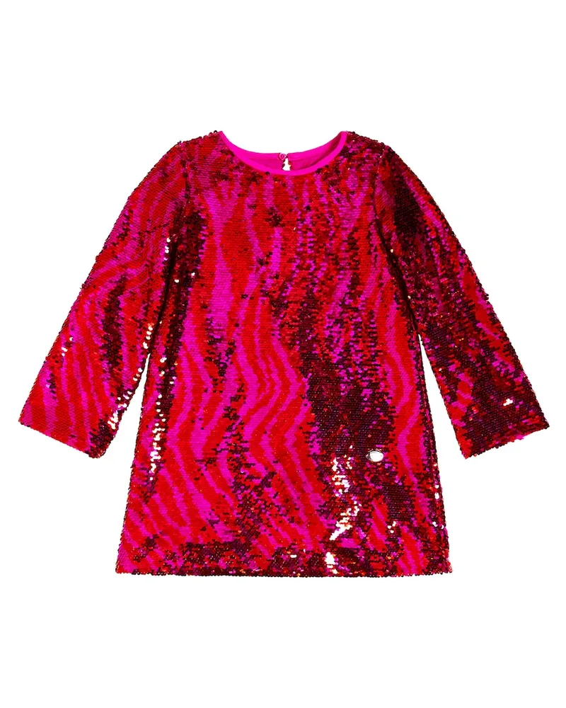 Monnalisa Kleid mit Pailletten Rot
