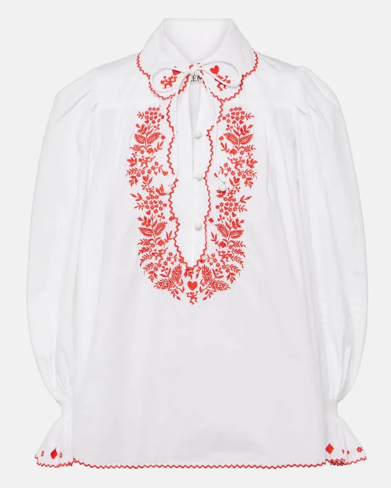 ALEMAIS Alémais Bestickte Bluse Hearts aus Baumwolle Weiß