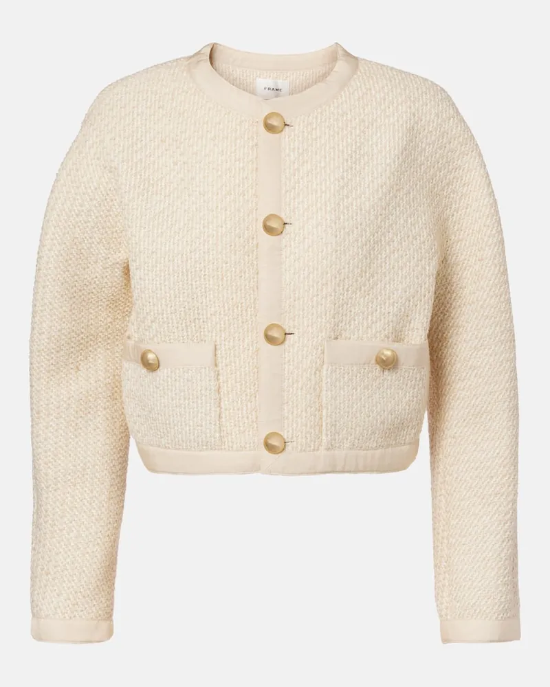 Frame Denim Cropped-Jacke Trim Beige
