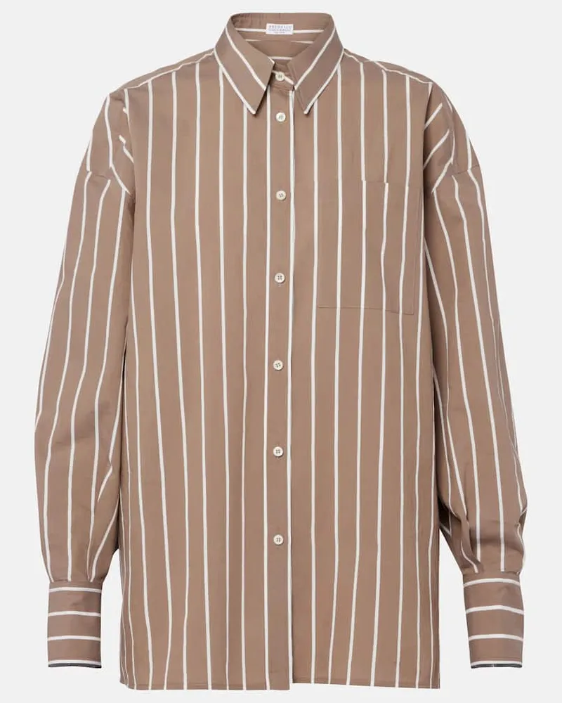 Brunello Cucinelli Hemd aus Popeline Braun