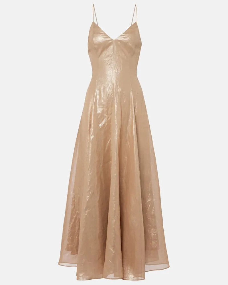 Brunello Cucinelli Maxikleid Monili aus Baumwollorganza Gold