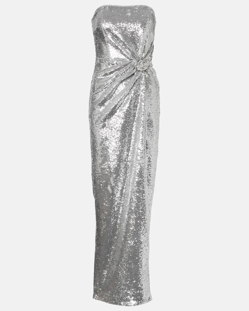 Roland Mouret Robe mit Pailletten Silber