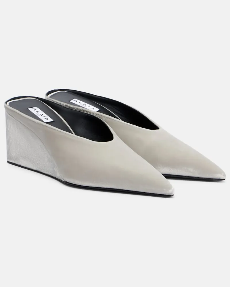 Alaïa Alaïa Mules Cube 75 aus Samt Silber