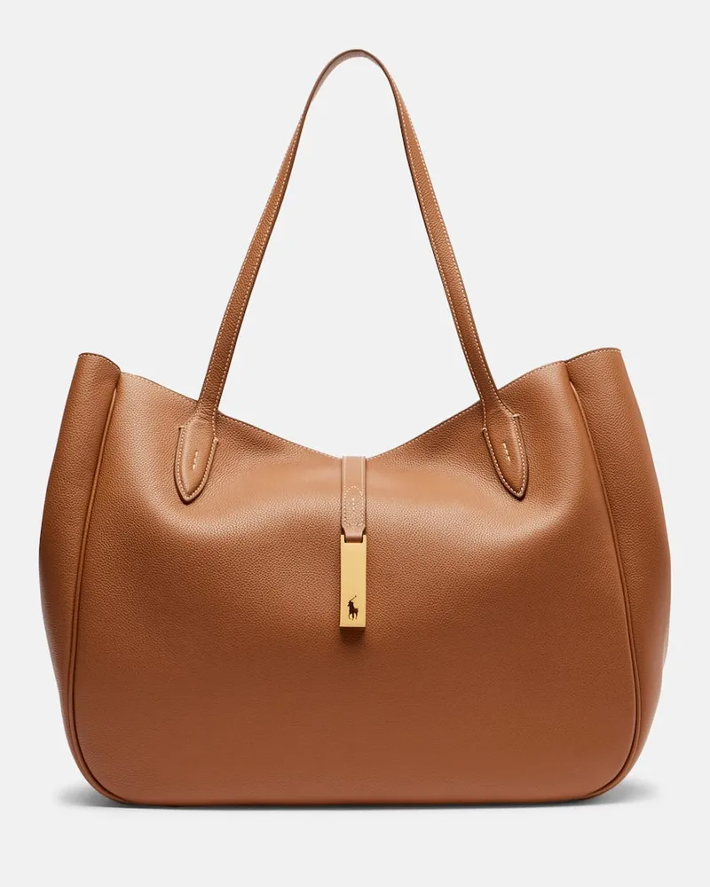 Ralph Lauren Tote Bag Polo ID Large aus Leder Braun