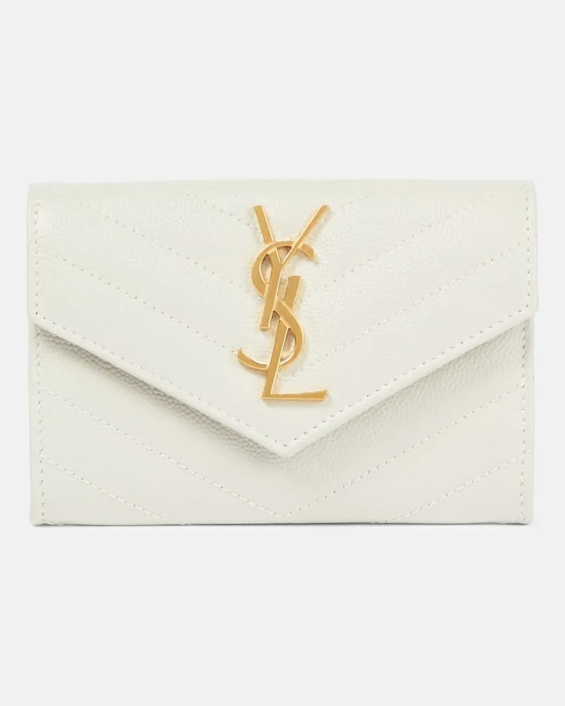Saint Laurent Portemonnaie Cassandre aus Leder Weiß