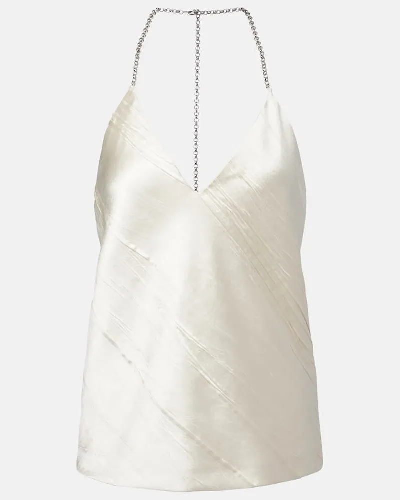 SPORTMAX Top Faturo aus Satin mit Kettendetail Weiß