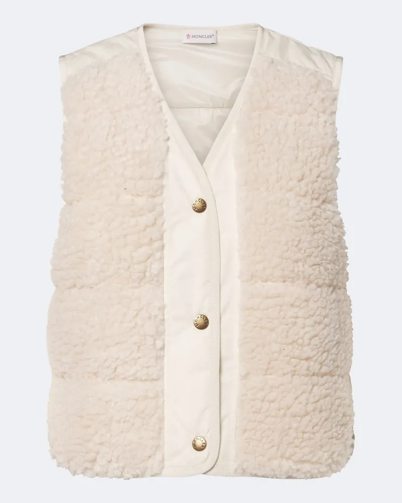 Moncler Wattierte Weste mit Teddyfleece Beige