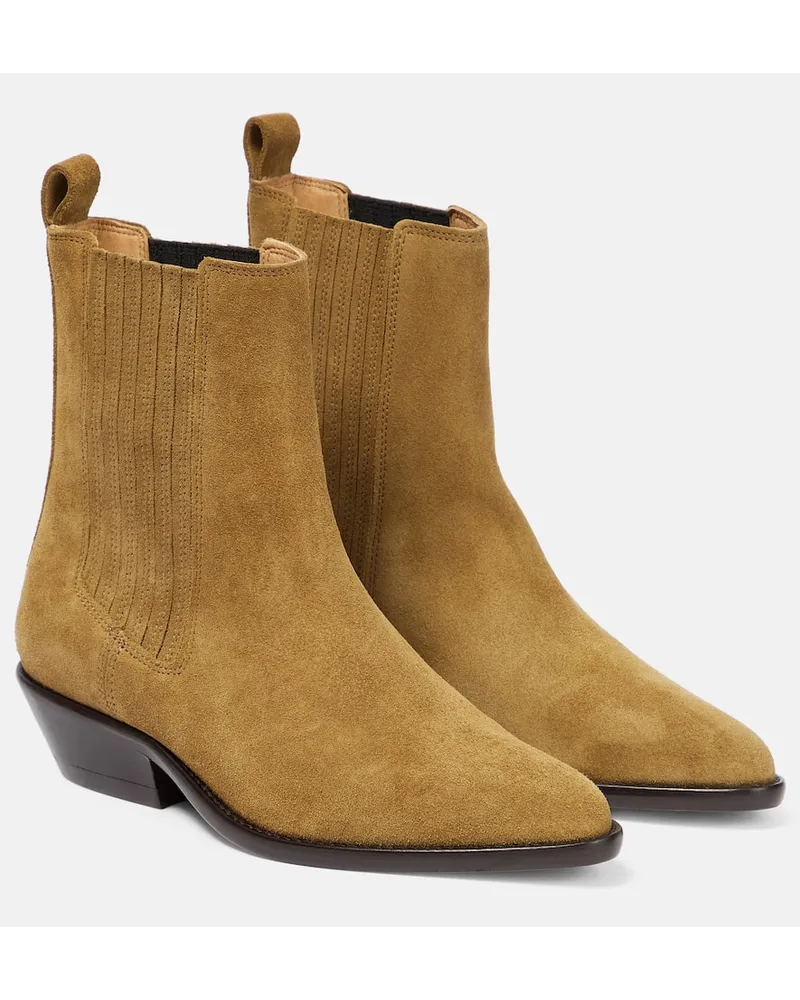 Isabel Marant Ankle Boots Delena aus Veloursleder Beige