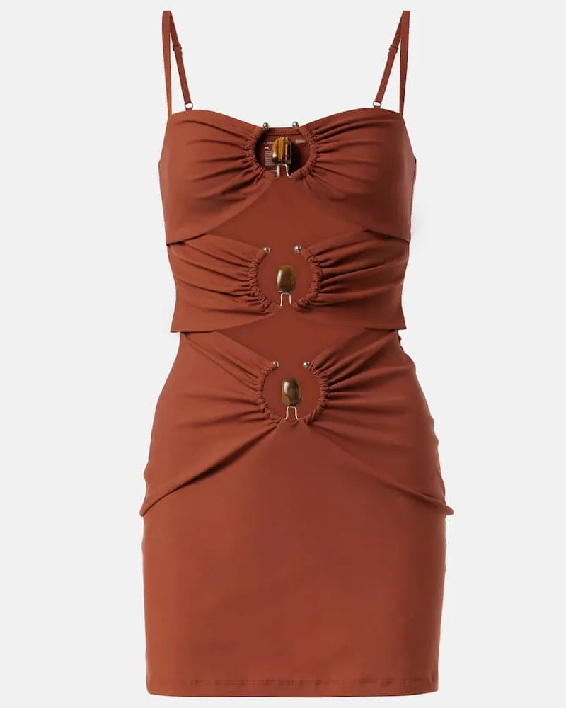 Christopher Esber Minikleid Pierced Orbit aus Jersey Braun