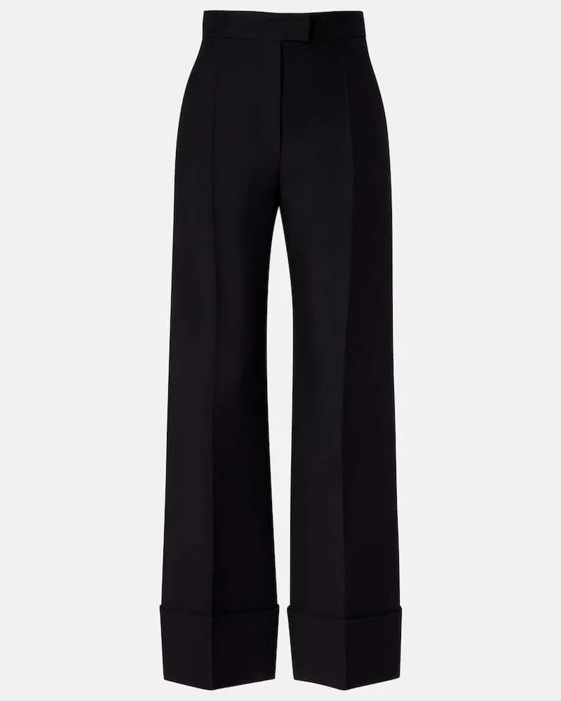 Valentino Garavani Weite Hose aus Crepe Couture Schwarz