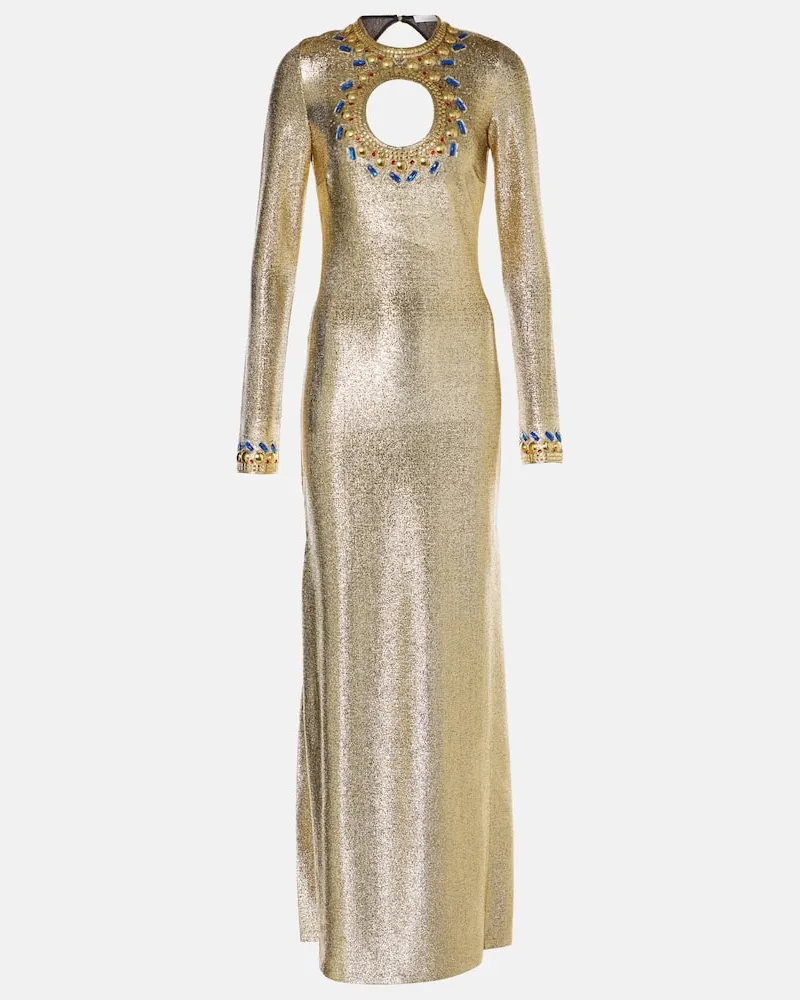Paco Rabanne Verzierte Robe aus Lurex Gold