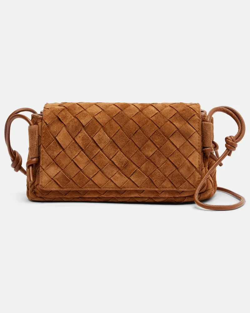 Bottega Veneta Schultertasche Notturno aus Veloursleder Braun