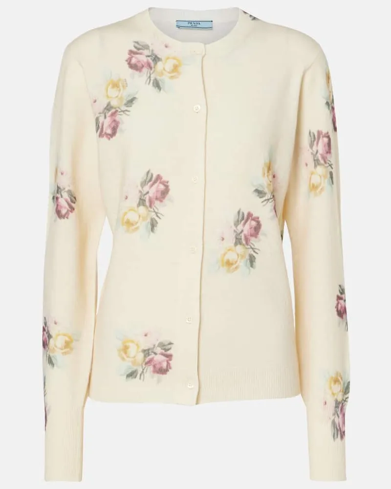 Prada Cardigan aus Schurwolle Weiß