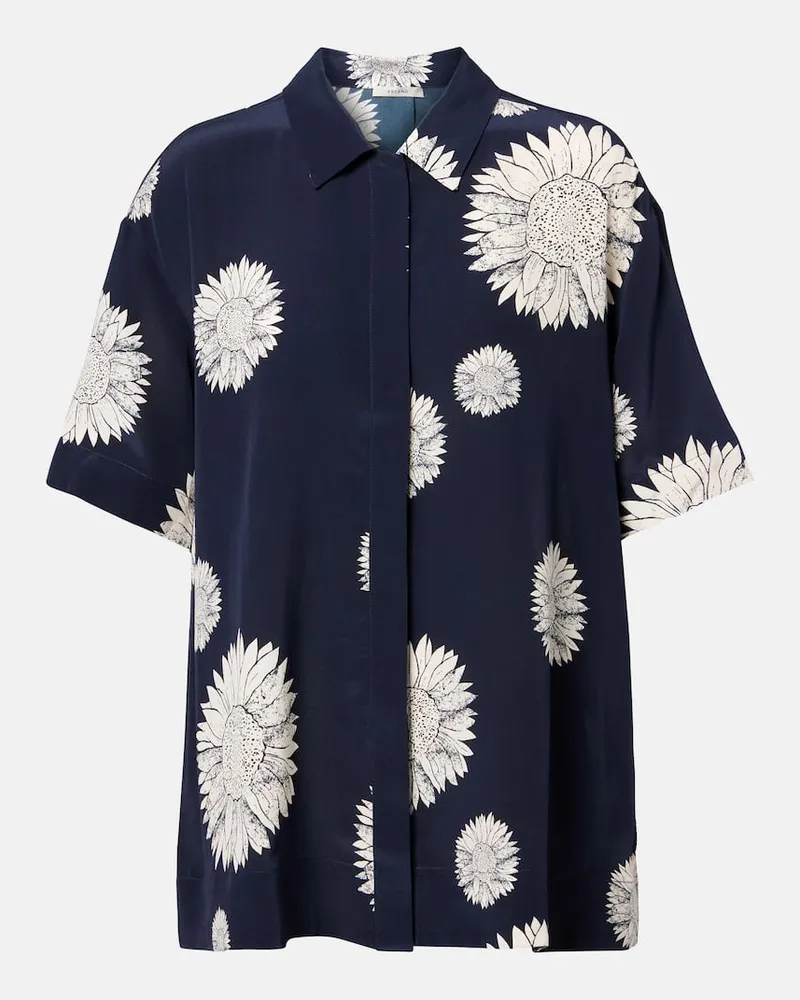 ASCENO Hemd Montauk aus Seiden-Crêpe Blau