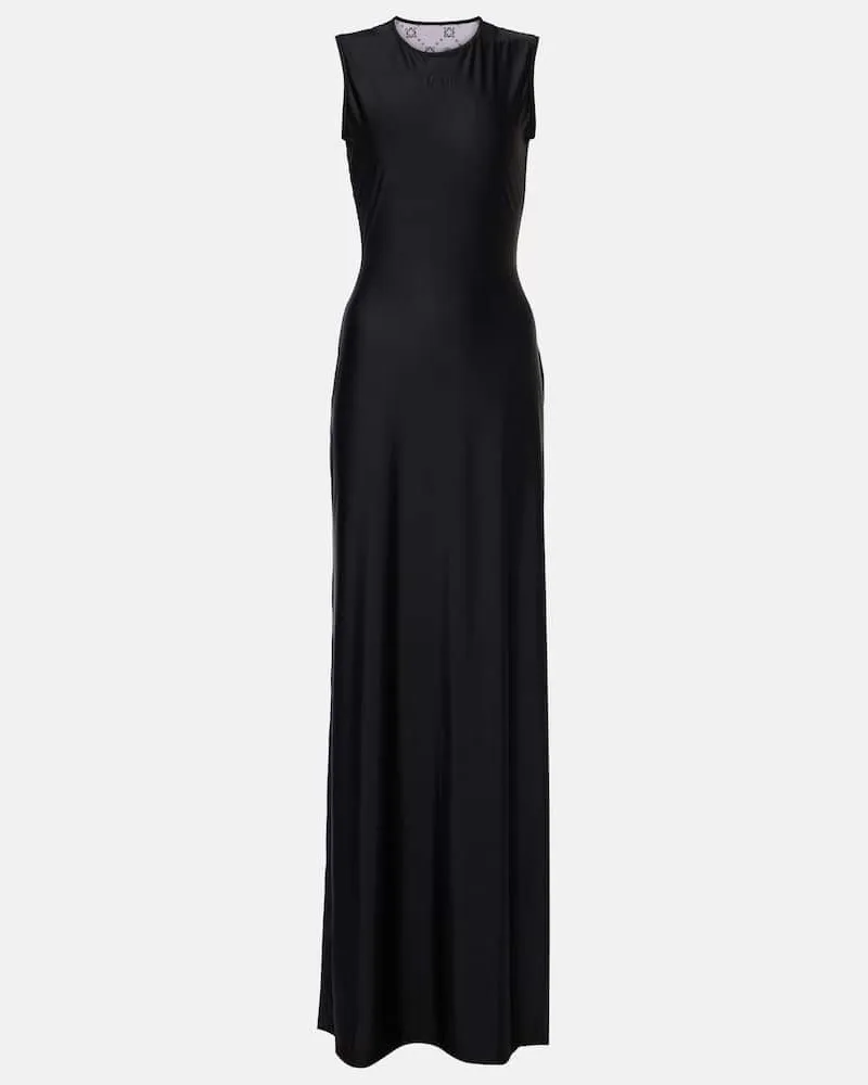 Marine Serre Maxikleid aus Jersey Schwarz