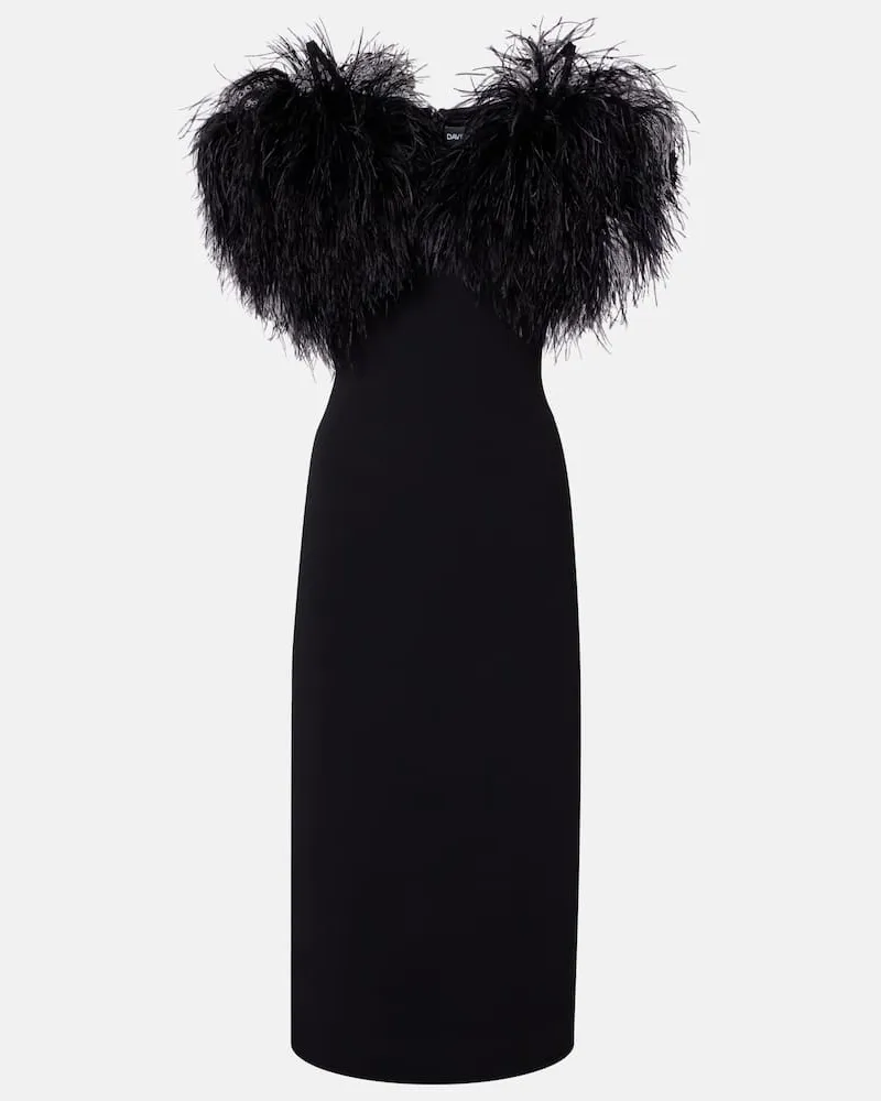 David Koma Cocktailkleid mit Federn Schwarz