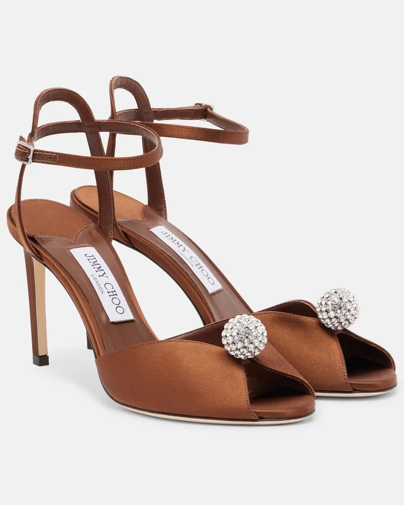 Jimmy Choo Sandalen Sacora 85 aus Satin Braun