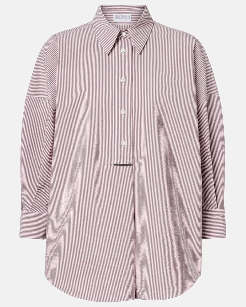 Brunello Cucinelli Hemd aus einem Baumwollgemisch Rot
