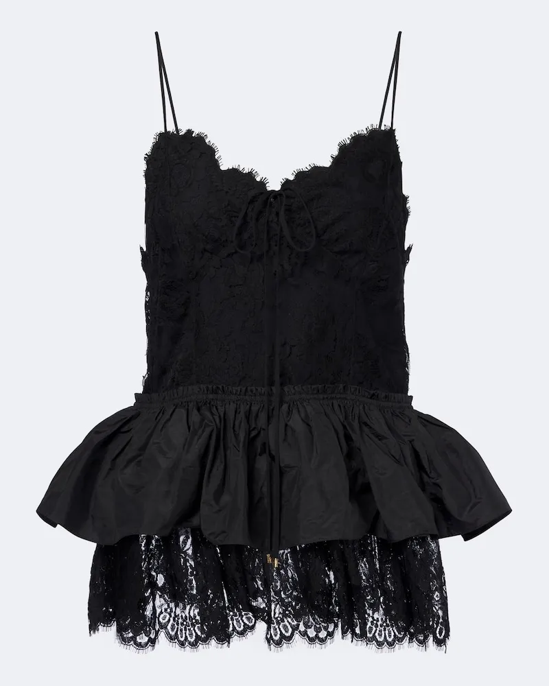 Chloé Chloé Top aus Spitze mit Taft Schwarz