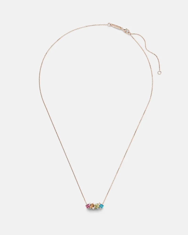 Suzanne Kalan Halskette Nadima aus 14kt Roségold mit Edelsteinen Multicolor